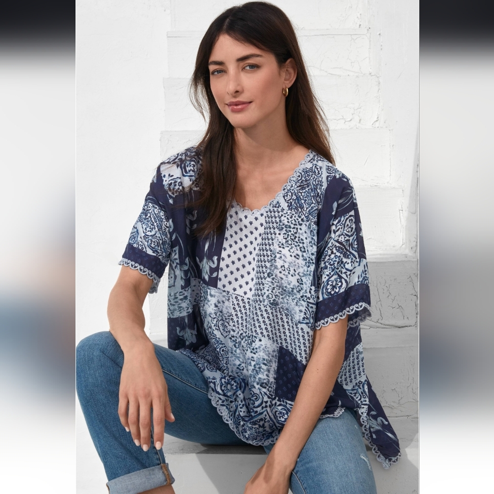 Johnny Was Tangier Halsey Top, Size XL